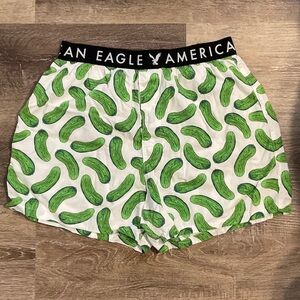 American Eagle Green and White Patterned Shorts